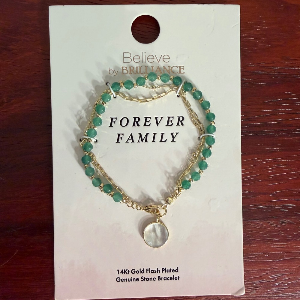 Believe by Brilliance Forever Family 14Kt Gold Plated Green Stone Bracelet